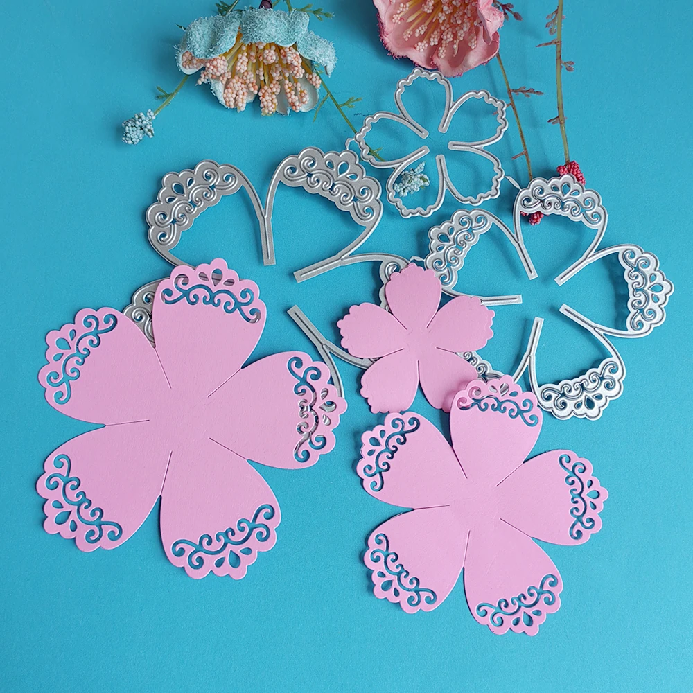 Delicate large openwork flowers cutting dies for English letters, scrapbooks, reliefs, craft stamps, photo album puzzl