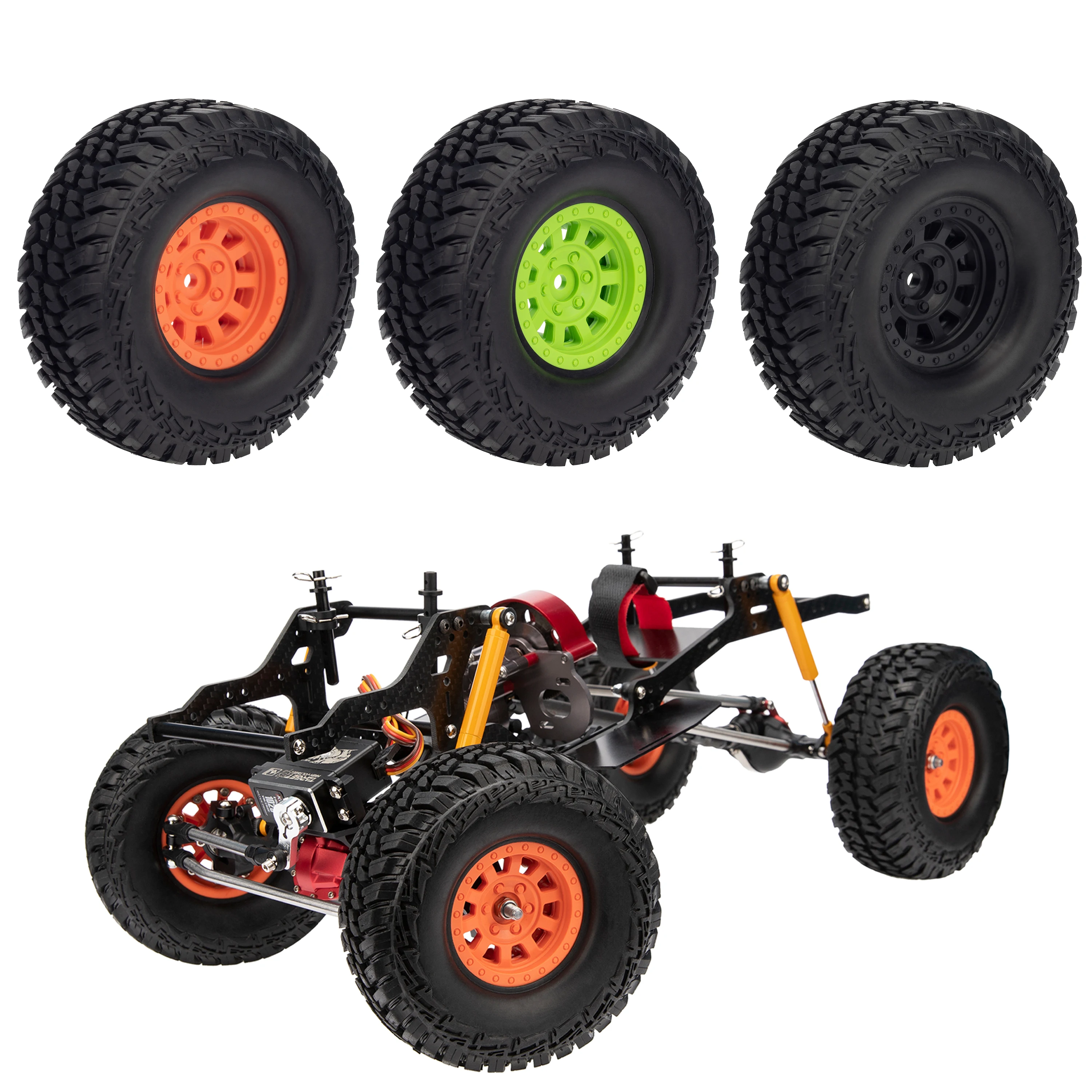 

Meus Racing 1.9in Nylon Plastic Beadlock Wheel 4.65in/118MM Tire with 12mm Combiner Hex Part for 1/10 RC SCX10 II 90046 TRX4 D90