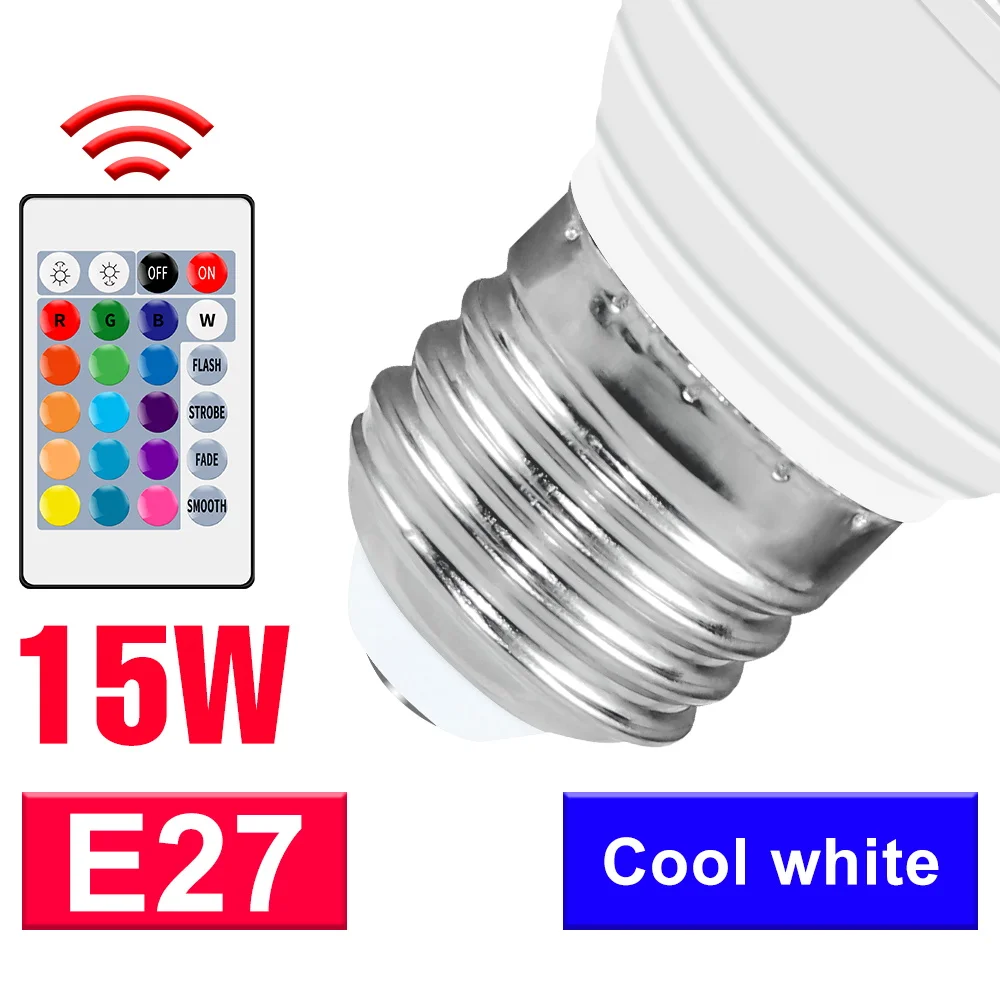 15W LED RGB Gloeilamp E27 Plafondlamp 220V E14 Kroonluchter Lampen GU10 Spots MR16 110V Voor Thuis party Kerstversiering