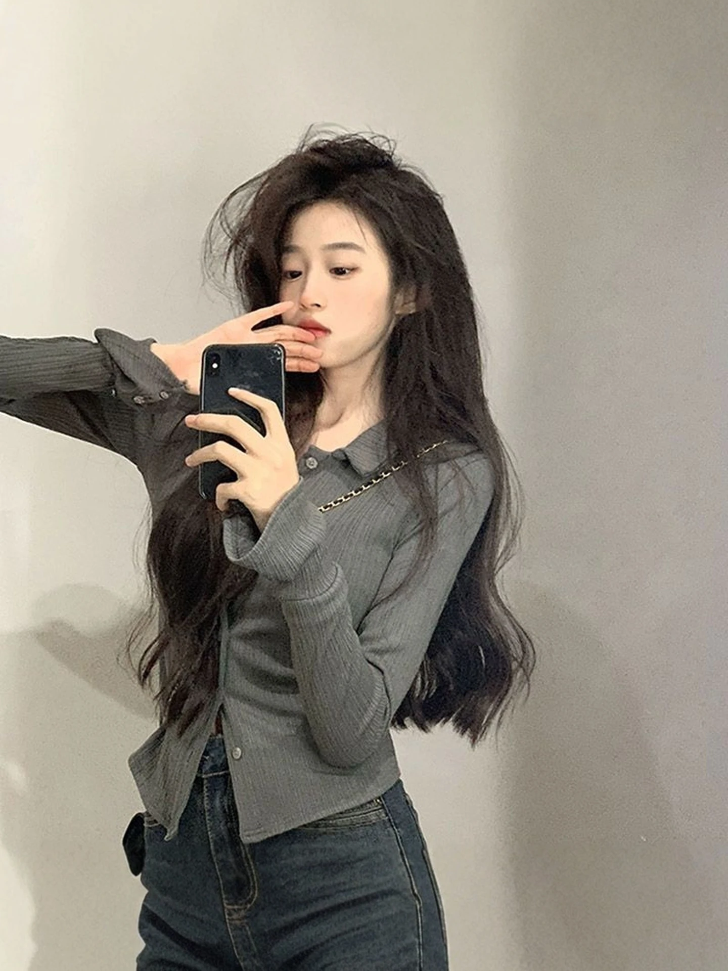 Slim Fit  Neck Long Sleeve T-Shirt Women's Autumn Design Bell Sleeve Base Shirt Trendy City Walk Business Travel Camping
