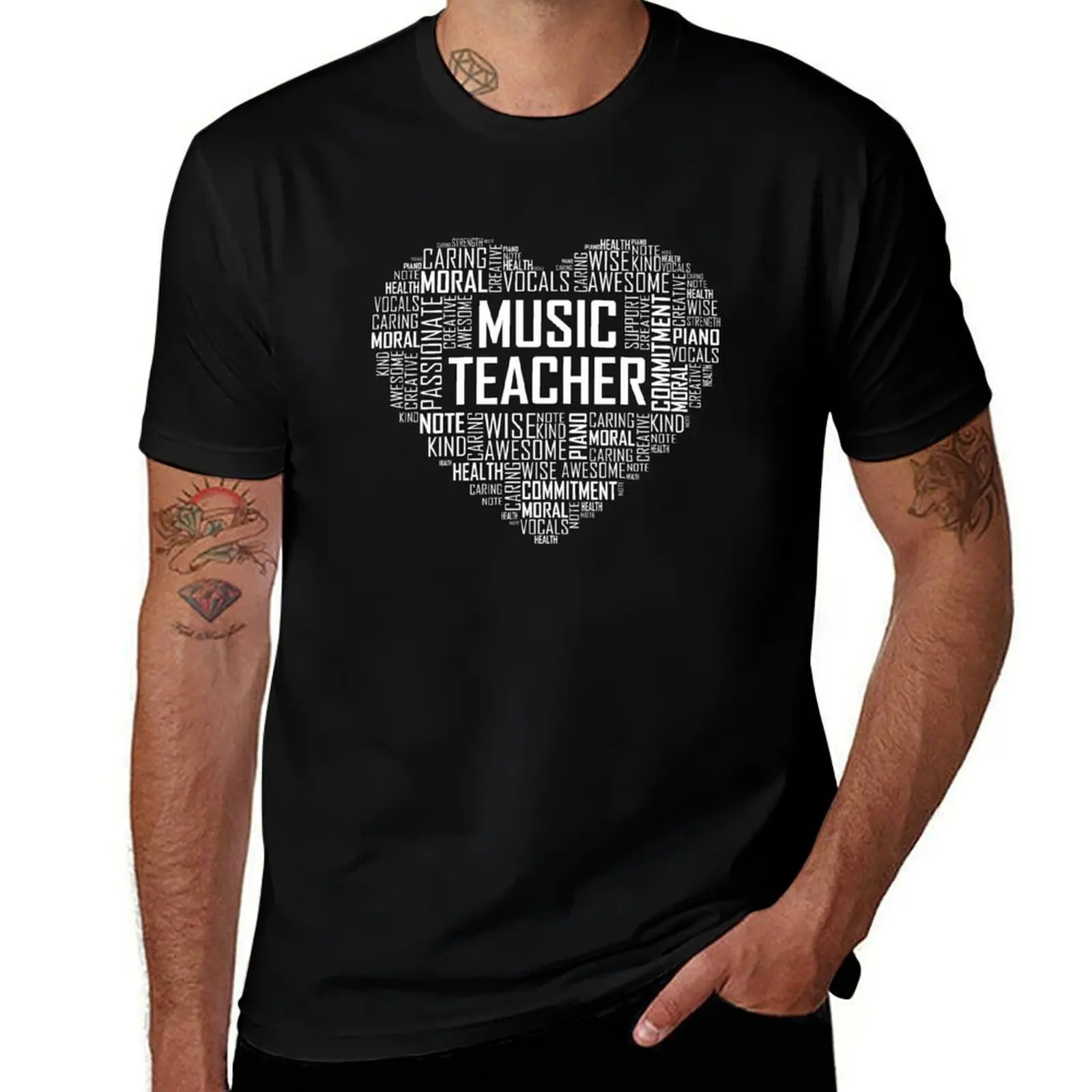 

Music Teacher Heart T-Shirt cotton man t-shirts customs design your own customizeds sublime shirts men