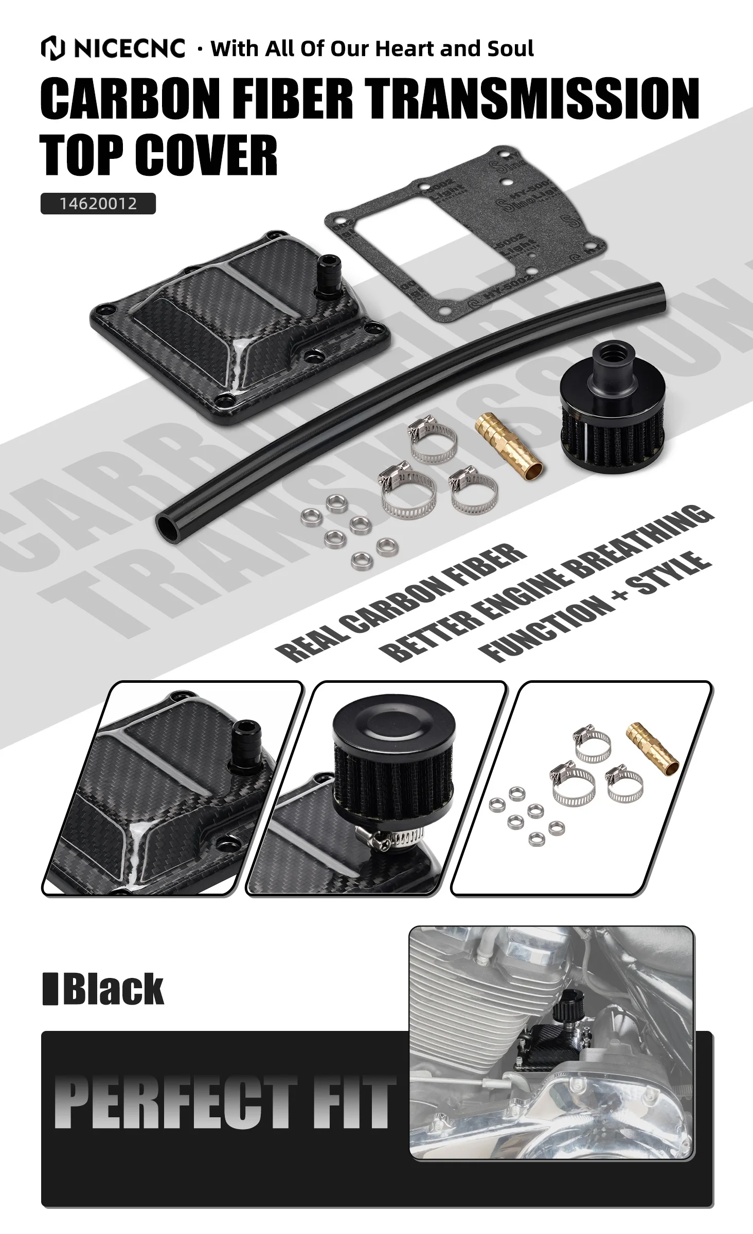 Obere Abdeckung für belüftete Getriebe aus Kohlefaser für Harley Touring Road King/Special Street Glide FLHX/S Road Glide FLTRX/S 2017–2023 – Detail 1