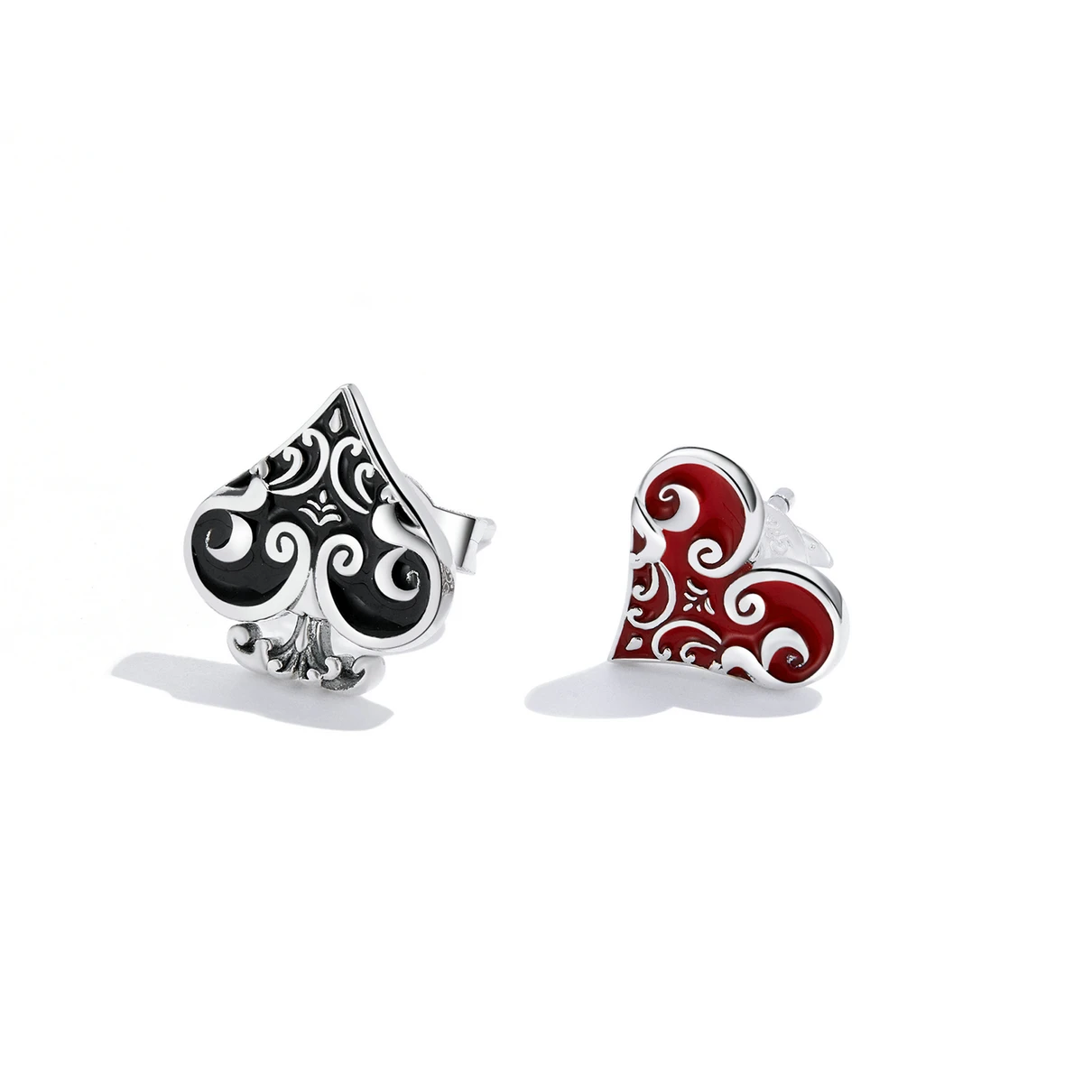 

Poker Stud Earrings 925 Sterling Silver Earrings Dark Style Spades Poker Heart Stud Earring Fashion Jewelry