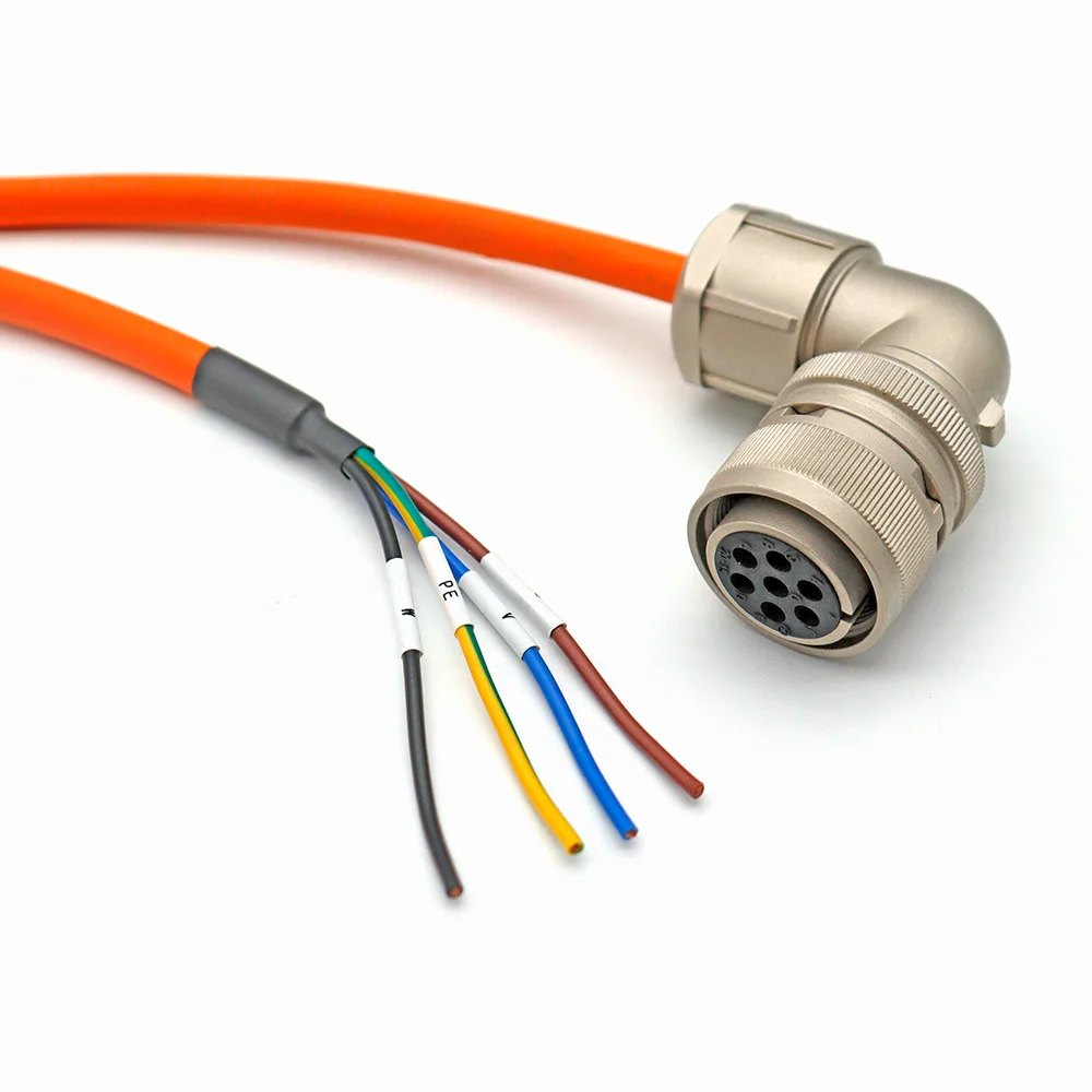 

7Pin Servo Motor Power Cable with Right Angle Connector Open-End Wire for CNC Robot Industrial Automation 1m 2m 3m 5m 10m 15m