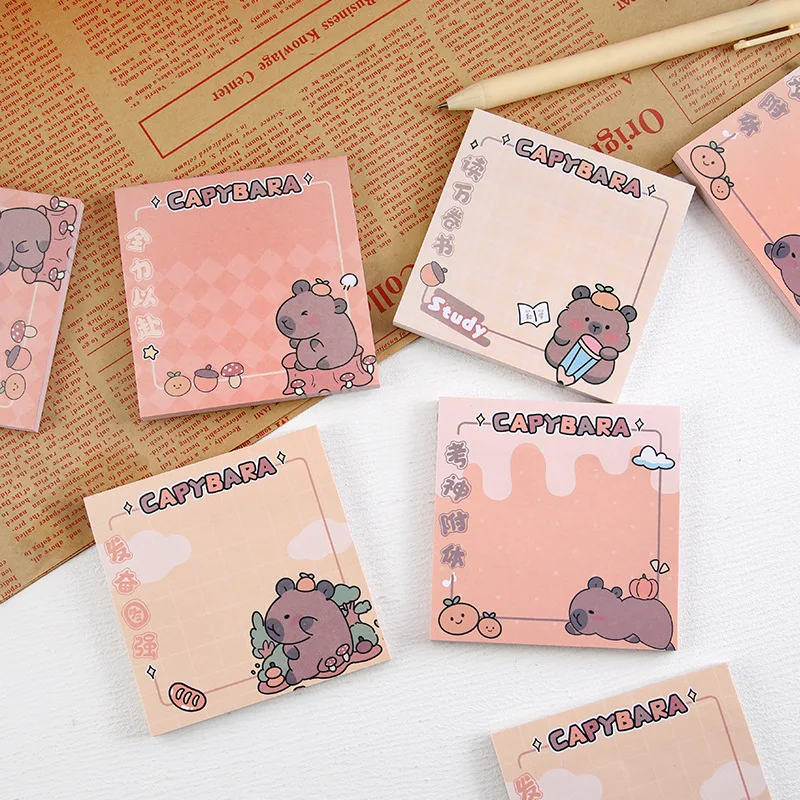 12 Pcs Capybara Notes N Times Stickers High-value Note Books Memo Pads Message Student Stationery