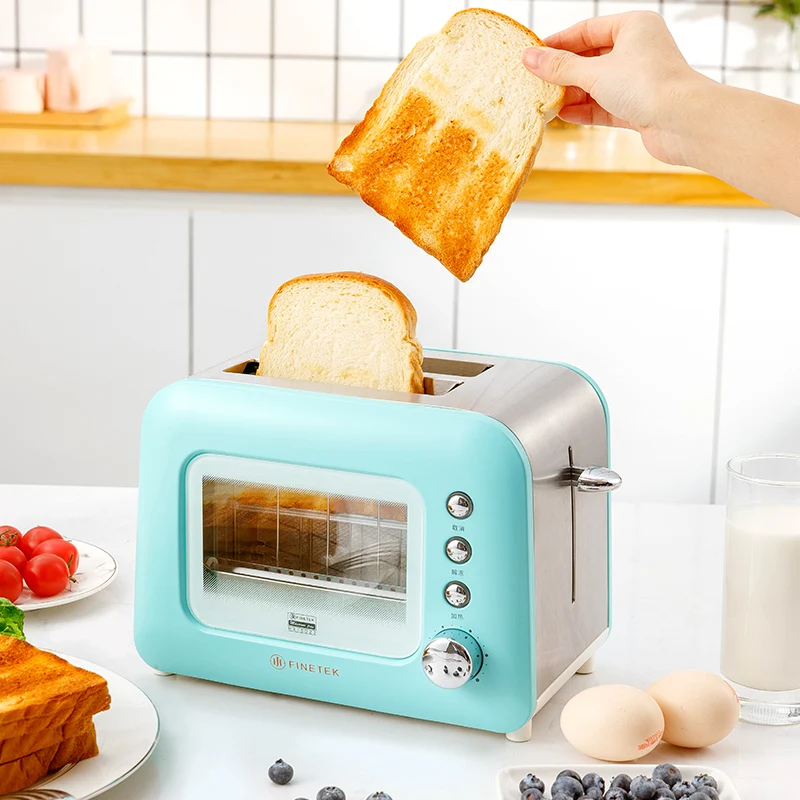 Small and Portable Multifunctional Visual Toaster Electric Plastic Mechanical Baking Artifact for Household Use