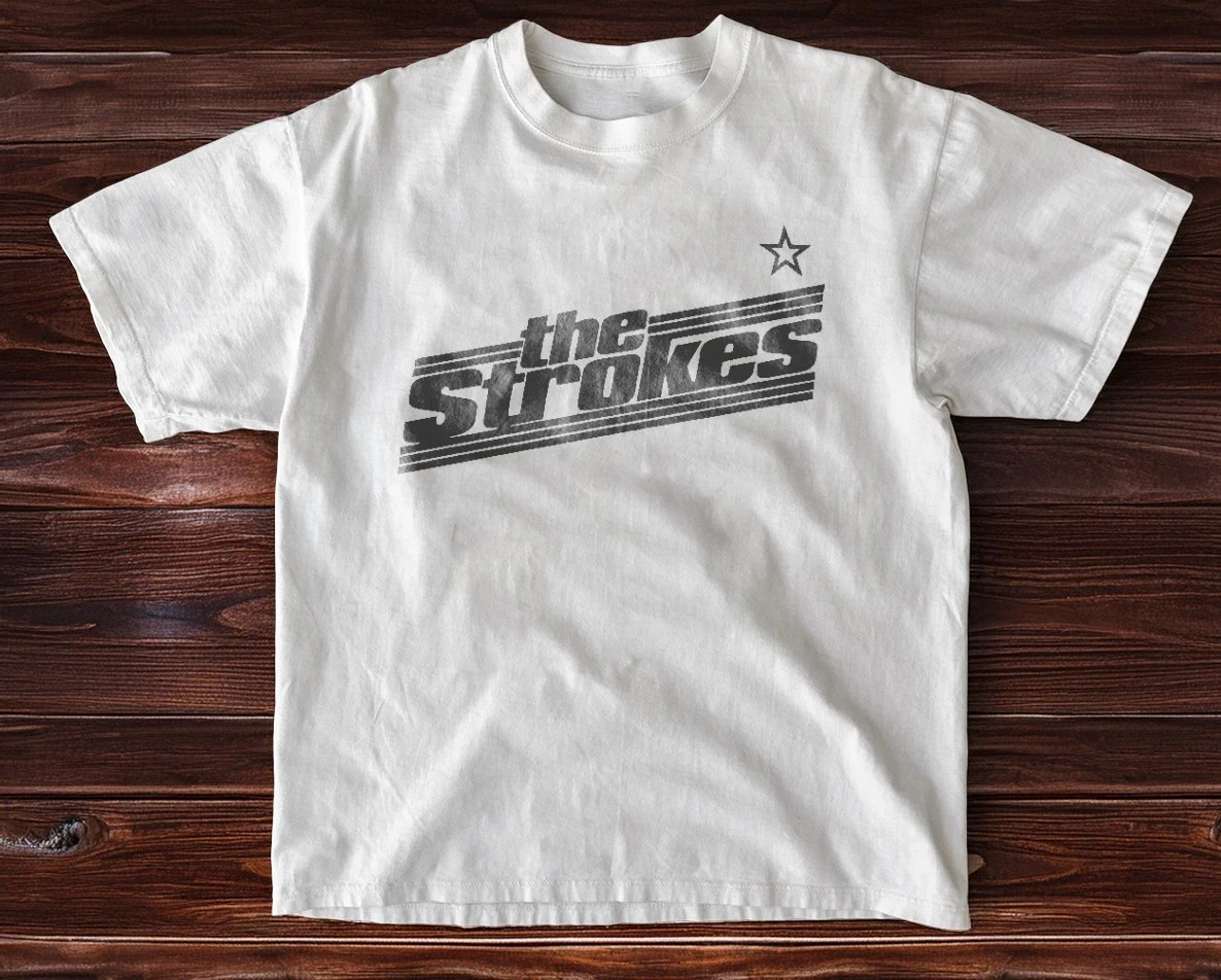 Summer Men's Pure Cotton Vintage The Strokes T-shirt Streetwear Oversized Loose and Breathable Suitable for Everyday Wear