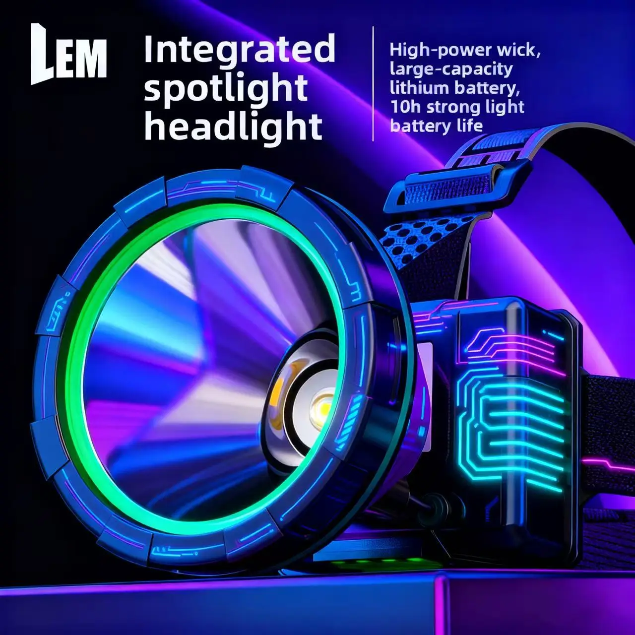 

LEM Waterproof Headlight For Hard Hats Long Range Strong Light Lithium Battery