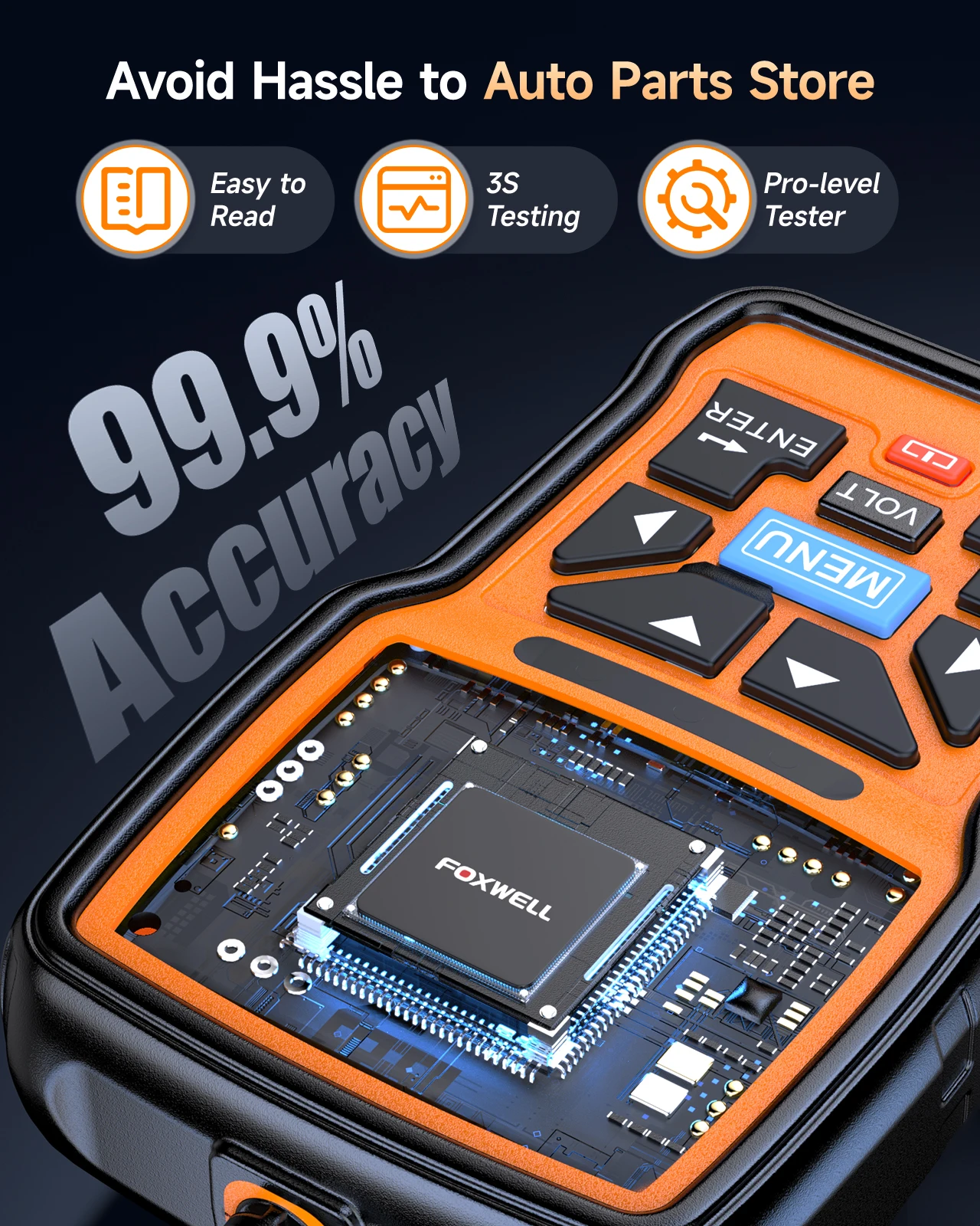 FOXWELL BT301 6V 12V Tester batteria per auto Tester di carico batteria automobilistica Analizzatore batteria digitale Sistema di ricarica a manovella Alternatore