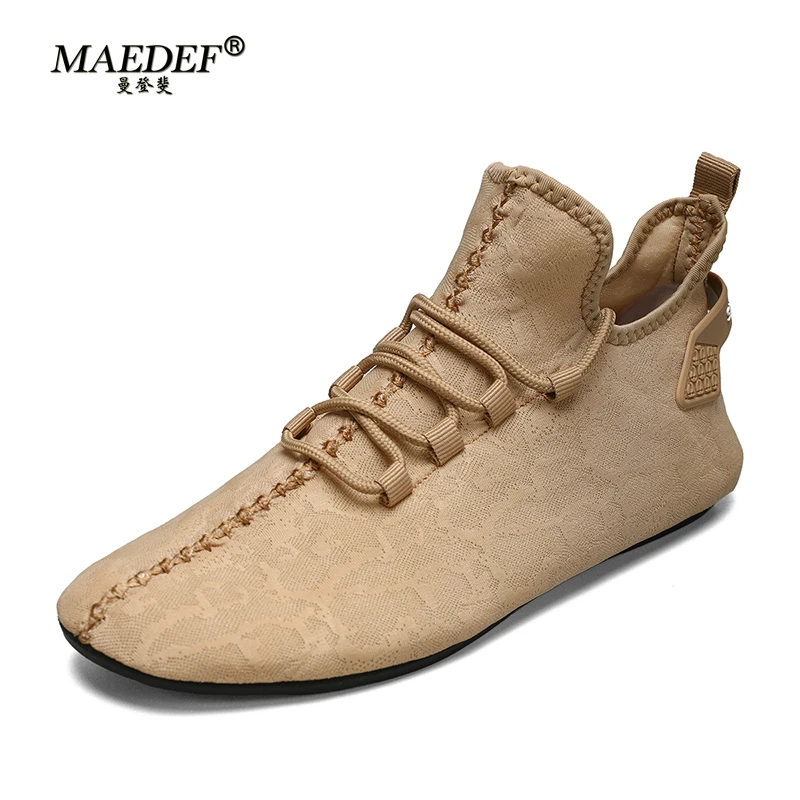 MAEDEF Mens Casual Walking Driving Shoes Man Lace Up Soft Lightweight Comfortable Breathable Home Bedroom Slippers Shoes for Men