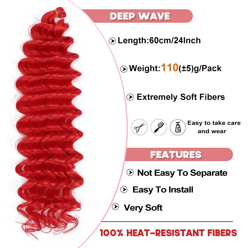 Tiefe Welle Twist Flechten Haarverlängerungen für Frauen Hochwertige synthetische Häkelzöpfe Haar 24 Zoll Ombre Bug Braun Afro Locken – Detail 29