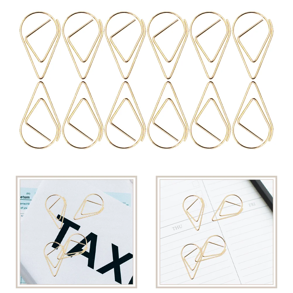 50 Pcs Paper Clip Clips Colored Office Paperclips Medium Size Large Water Drop Small Metal