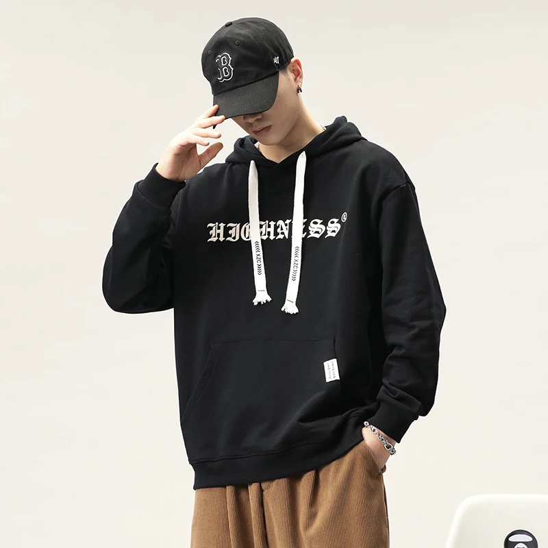 

2024 New Hoodie Men's Autumn and Winter Fashion Loose Elastic Trendy Printed Street All-Match Long-Sleeved Hoodie