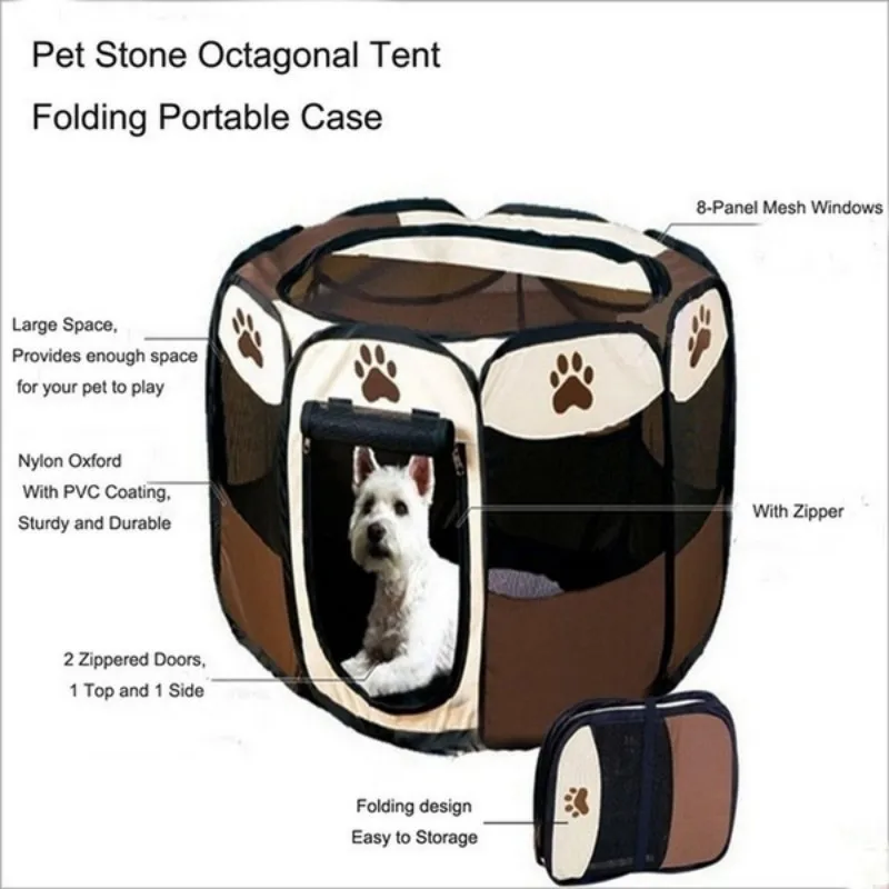 Portable Foldable Pet Tent Kennel Octagonal Fence Puppy Shelter Easy To Use Outdoor Easy Operation Large Dog Cages Cat Fences