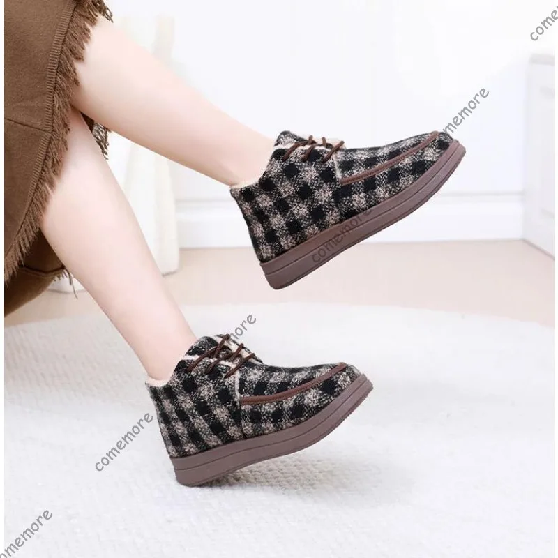 Comemore شتاء جديد القماش المرأة القطن فلكنيز أحذية منقوشة موضة مريحة مبطن سميكة لينة أسفل أمي الثلوج الأحذية