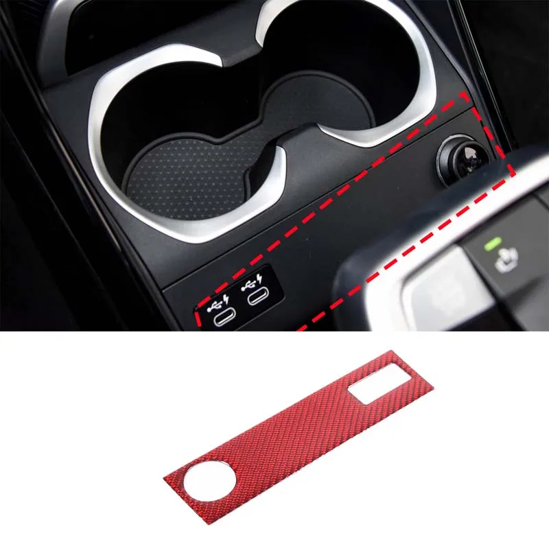 

For BMW X1 U11 2023-2024 Car Central Control Charging Port Panel Sticker Soft Carbon Fiber Interior Accessories RHD