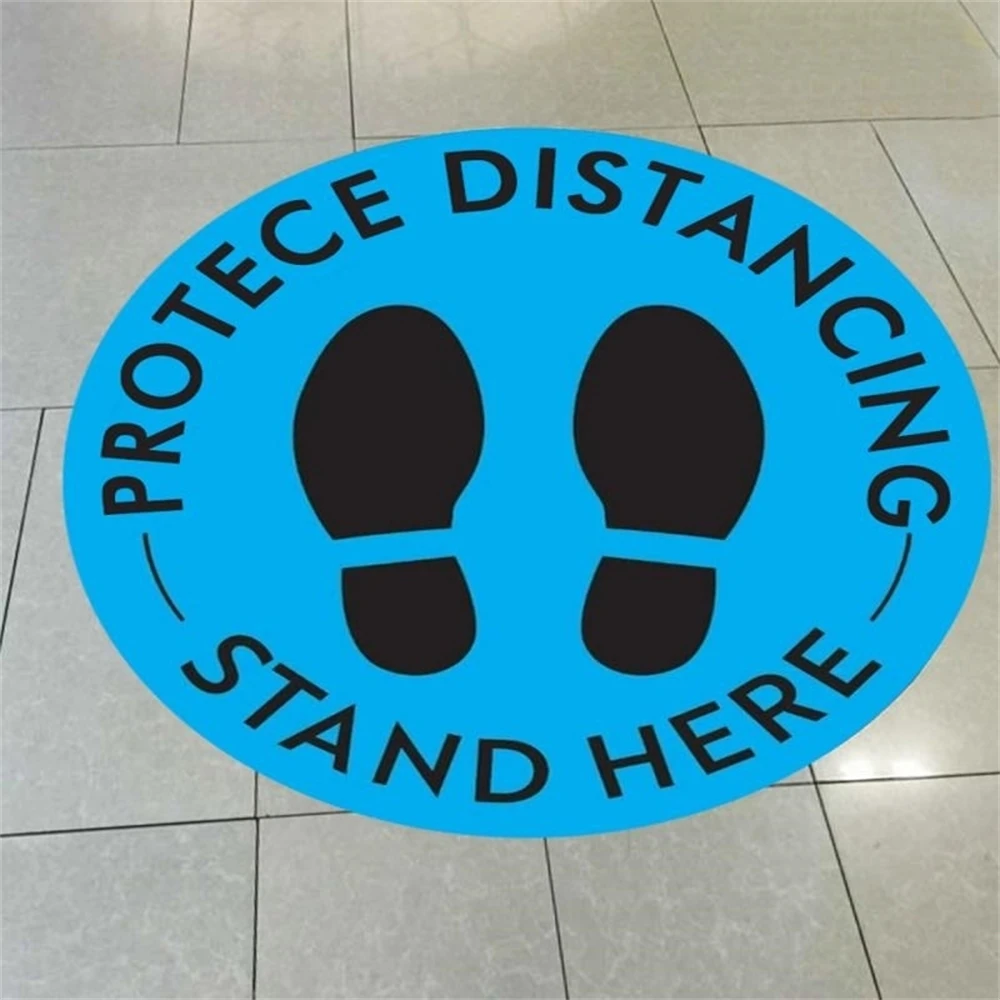 New Public Protece Distancing Floor Signs Stickers Keep 6 Feet Away Waterproof Safety Floor Signage For Entrances Checkout Lines