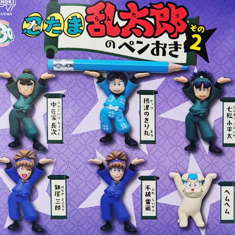 Japanse Echte Gacha Schaalmodel Ninja Rantaro Een Penhoudende Ornament Anime-gerelateerde Penhouders Action Figure Speelgoed