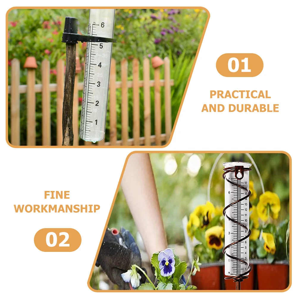 4 قطعة أنابيب زجاجية لقياس المطر أسطوانة قياس المطر الدقيقة لحديقة ساحة أداة قياس الأمطار في الهواء الطلق