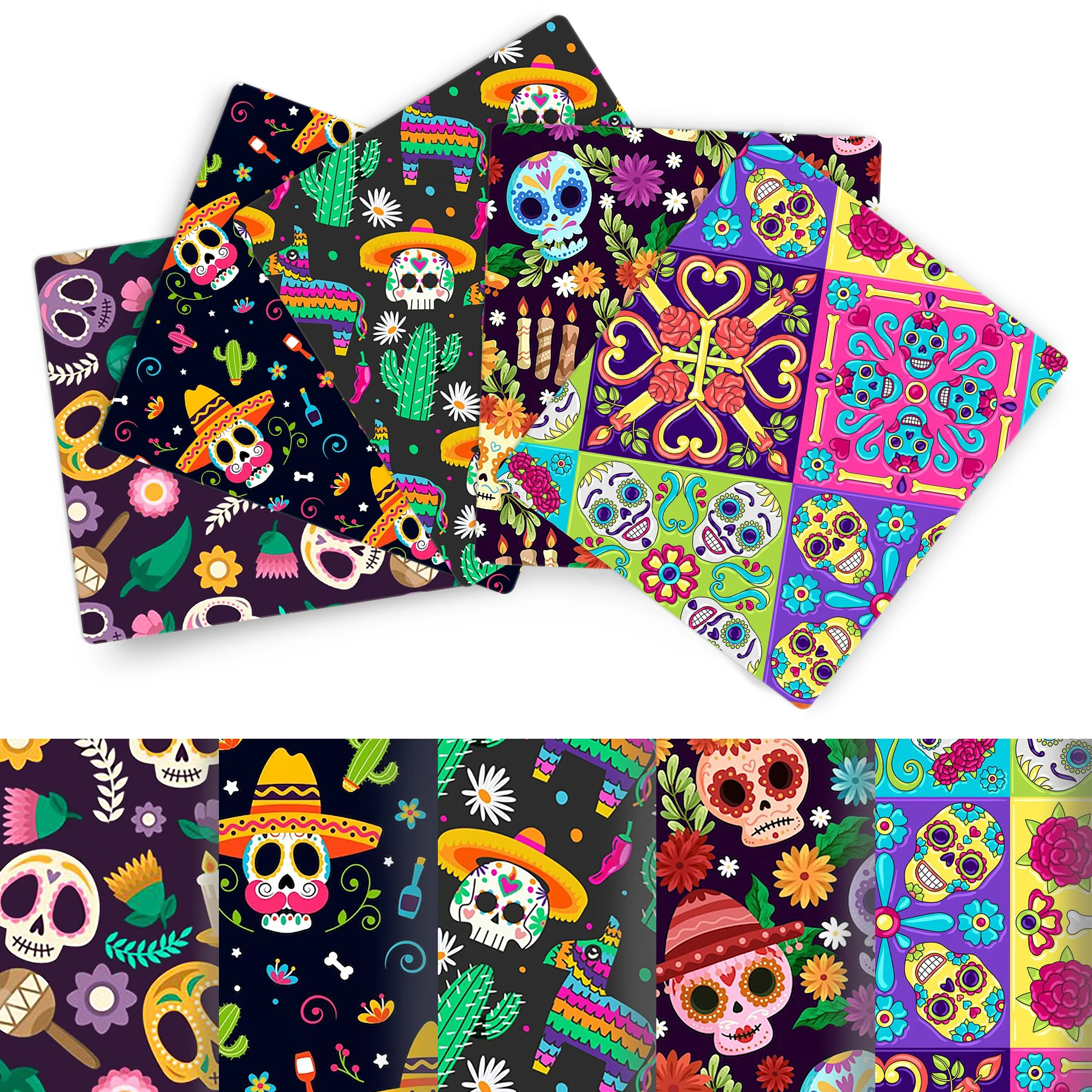 50*145cm Patchwork Mexico Day Of The Dead  Polyester Cotton Tissue Sewing Quilting Fabrics Needlework Material DIY Handmade