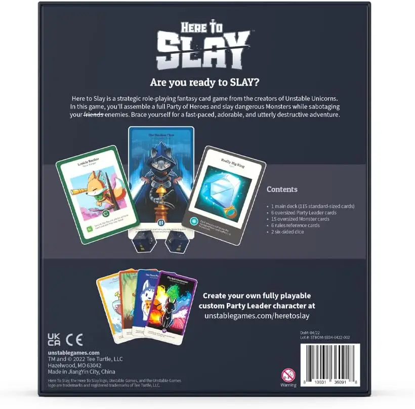 Here To Slay Base Game - Adventure RPG Dice Rolling Card Game, Suitable for Teenagers and Adults -2-6 Players, Hand Management