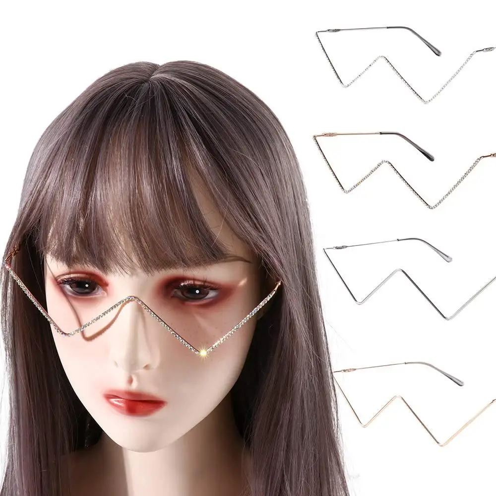 

Silver Metal Gold Eyewear Decoration Rhinestone Glasses Frame Rhinestones Glasses Frame Triangle Glasses Frame Fake Glasses