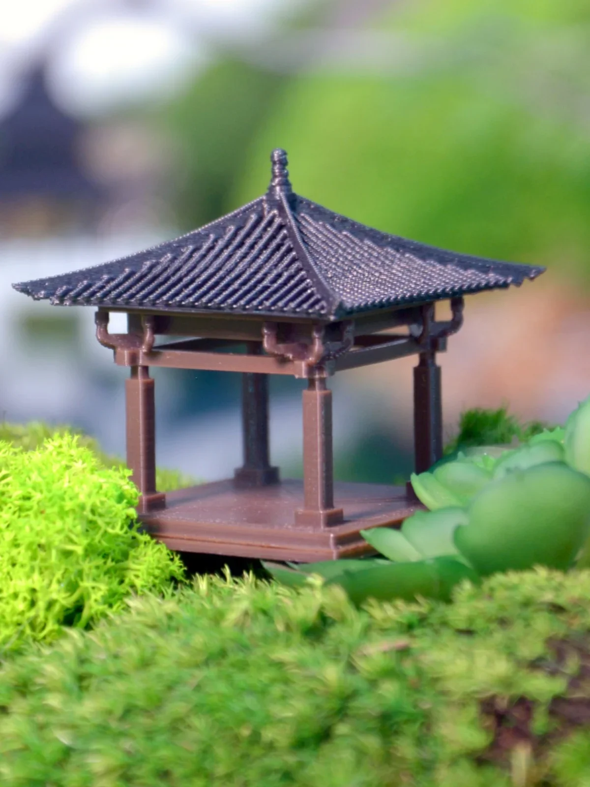 Square pavilion Chinese ancient micro landscape bonsai rockery fish tank rain forest tank Chinese material small decoration