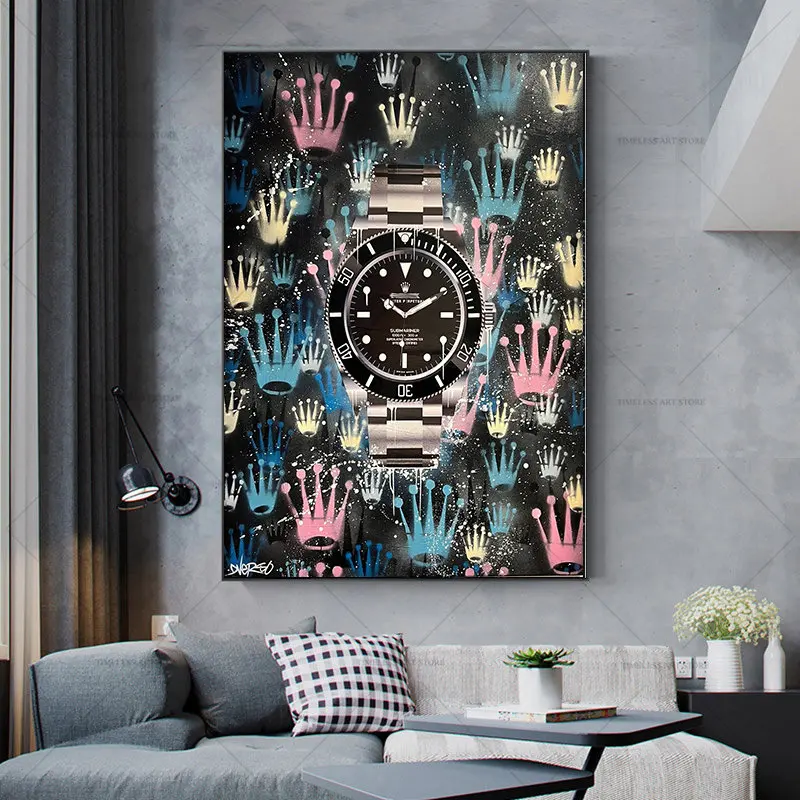 Motivational Street Graffiti Art Poster Luxury Watch Pop Art Canvas Painting Cuadros Wall Art Picture Home Decor No Frame view 2