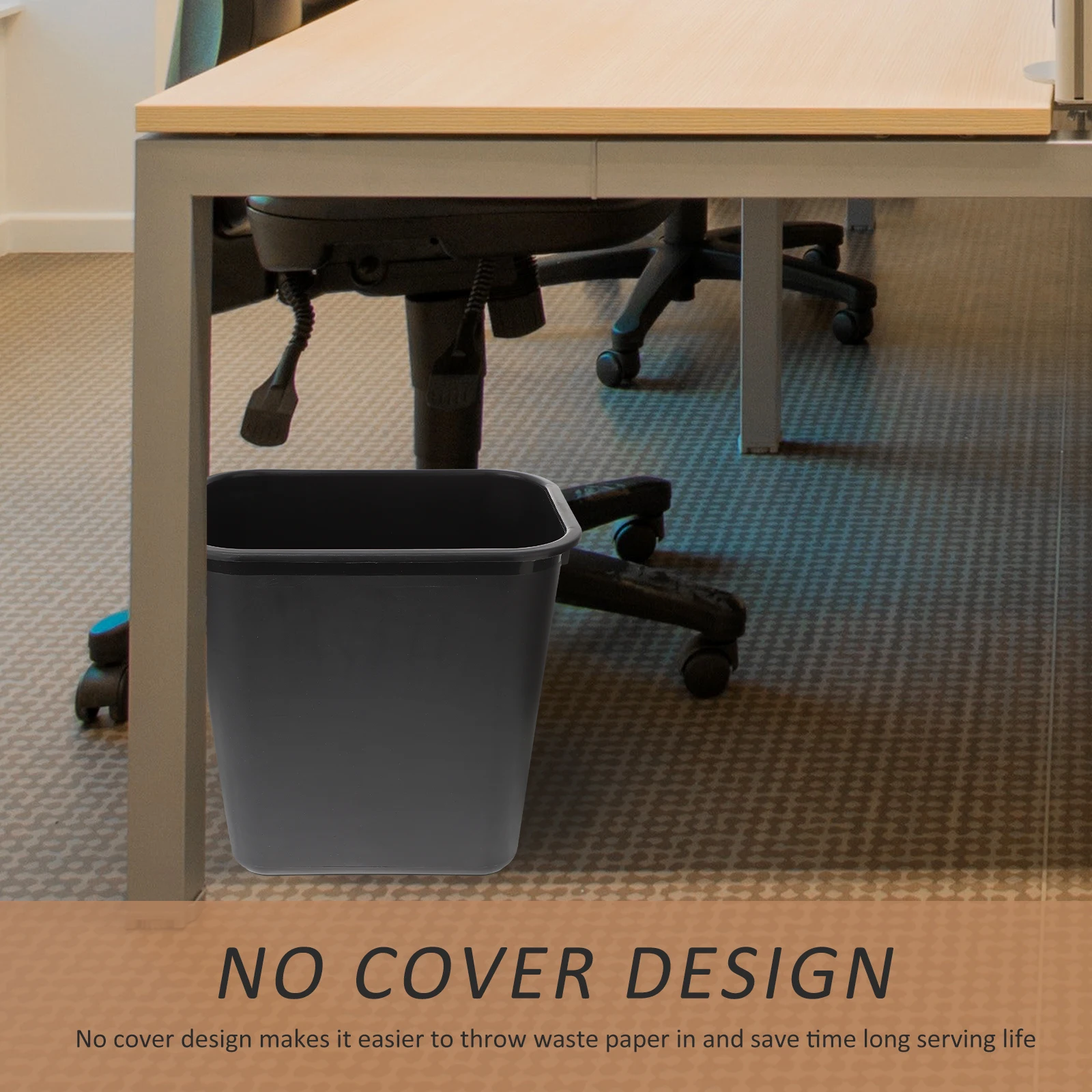 

Mini Square Plastic Garbage Can Black Household Trash Container Desktop Office Bathroom Multi-Function Waste Bin