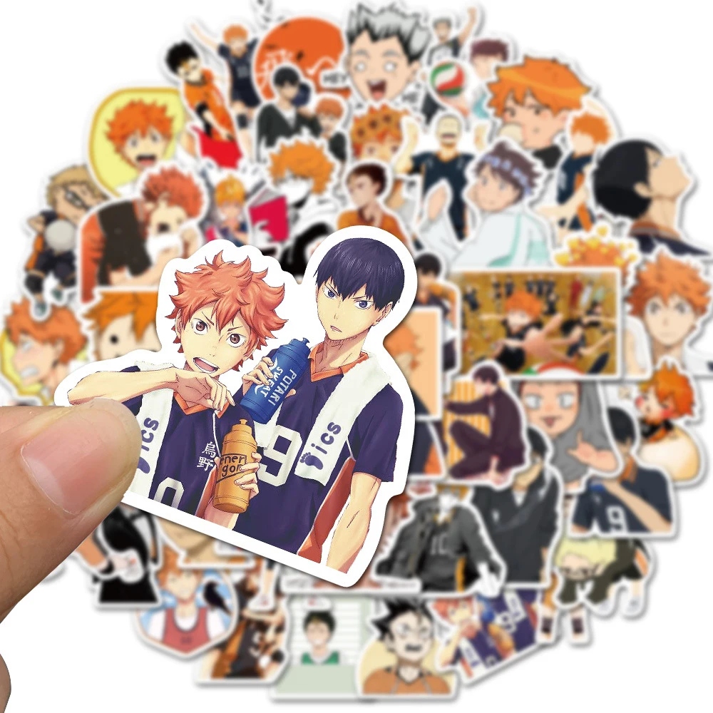 50/100pcs Cartoon Anime Haikyuu!! Stickers Decals Skateboard Laptop Suitcase Phone Diary Funny Waterproof Sticker for Kids Toys