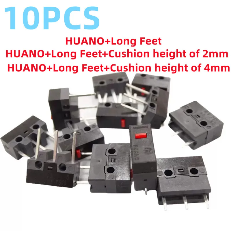 10PCS New HUANO Long Foot Micro Movement Cushion Height Of 2MM 4MM Mouse Micro Switch