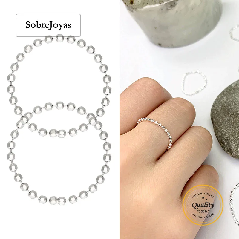 

925 Sterling Silver 1.5mm DC Bead Chain Ring for Women Minimalist Knuckle Ring Silver Jewelry