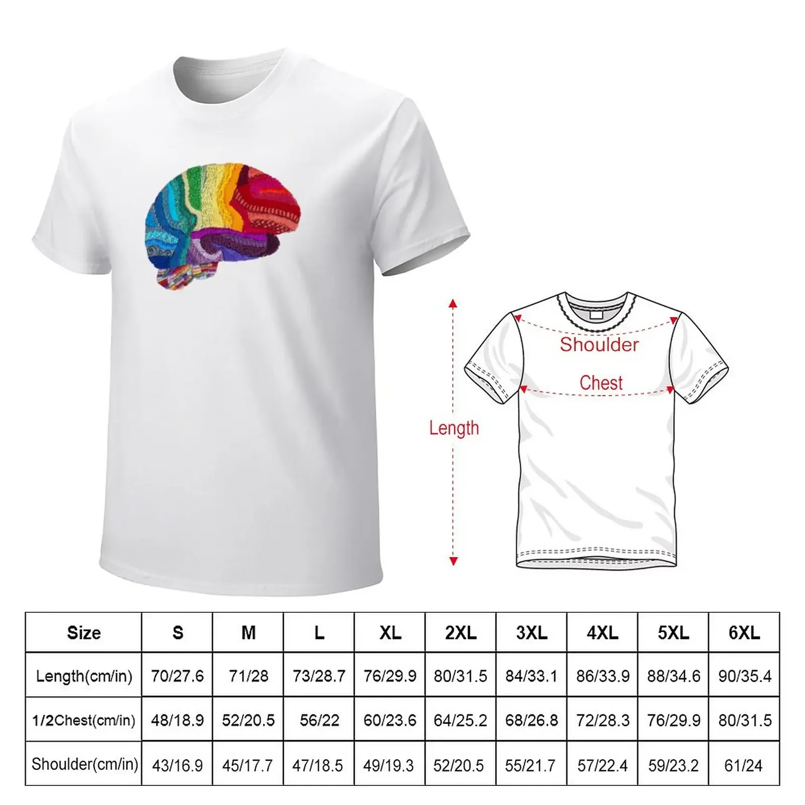 Sampler Brain - Embroidered Look - Rainbow Brain T-Shirt customizeds cute clothes anime tops t shirts for men