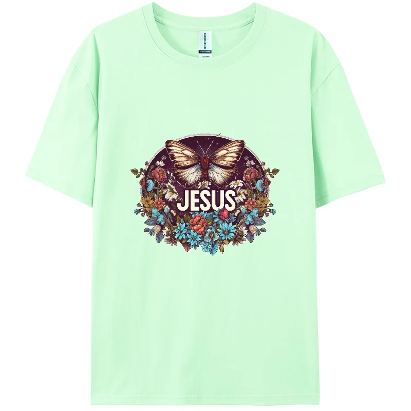 Single sided printed t-shirts, Casual summer T-shirt, Short T-shirt, Jesus,  Cross, fashion,The Christian, Neutral,100% cotton