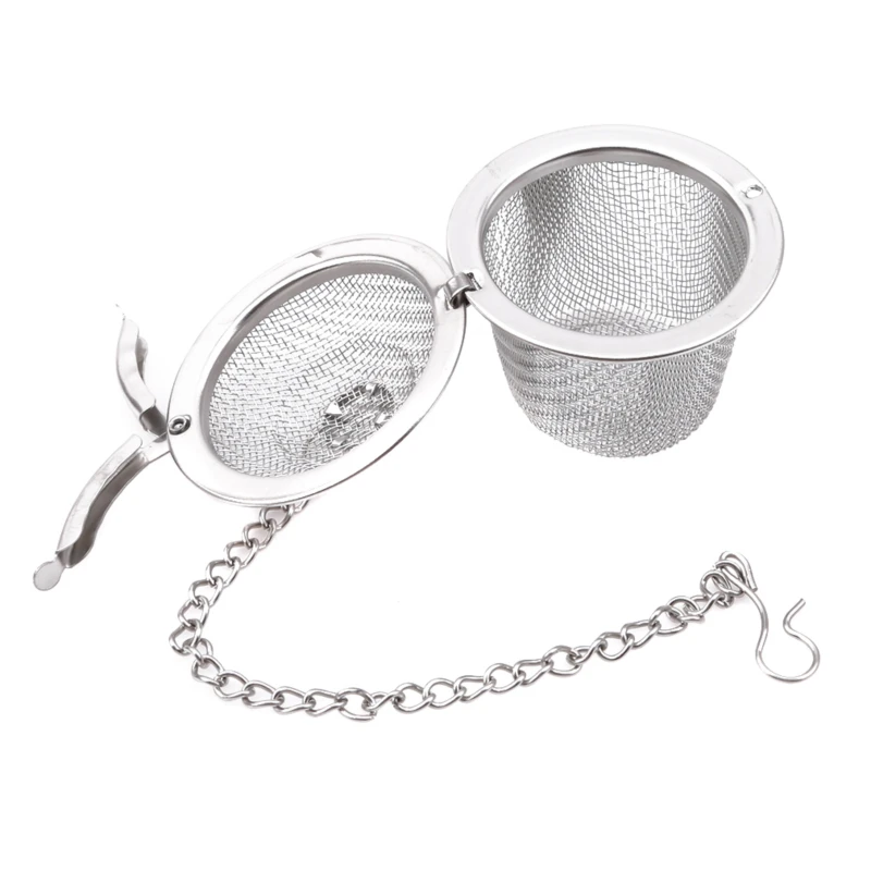 Stainless Steel Mesh Herbal Ball Reusable Tea Spice Strainer Teakettle Locking Tea Filter Seasoning Ball