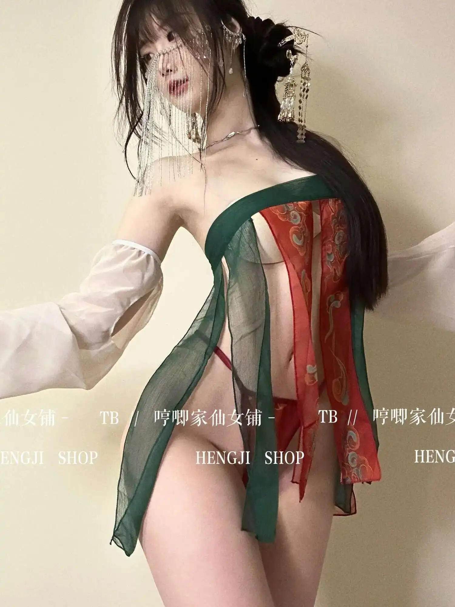 WOMENGAGA 고대 중국 유니폼 미니 드레스 슬래시 넥 우아한 댄스 여름 쉬폰 관점 골동품 이국적인 스타일 U8QR