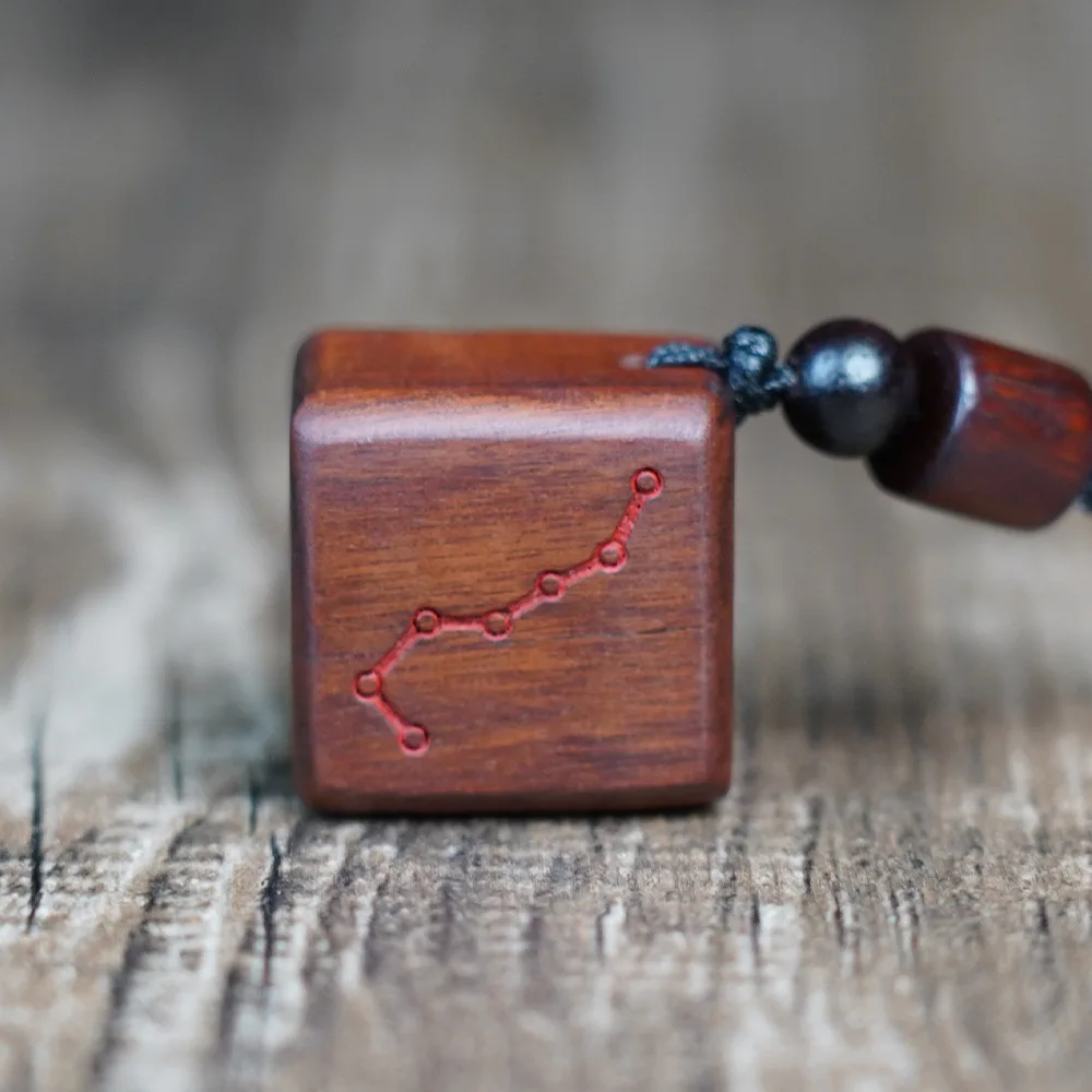 Chinese Lucky Thunder Struck Jujube Wood Square Pendant Engraved Taoist Ziwei Talisman Blessing Fortune Guard Amulet Jewelry Gif