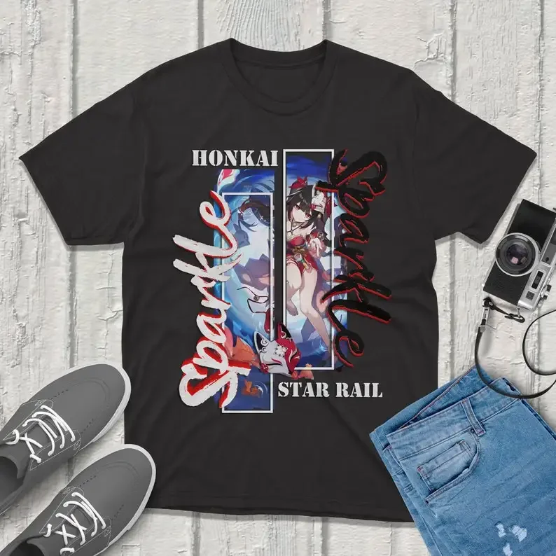 

Sparkle Print T-Shirt Women Hot Game Honkai Star Rail Graphic Short Sleeve Tee Shirt Clothes Aesthetic Unisex Clothing Top Y2k