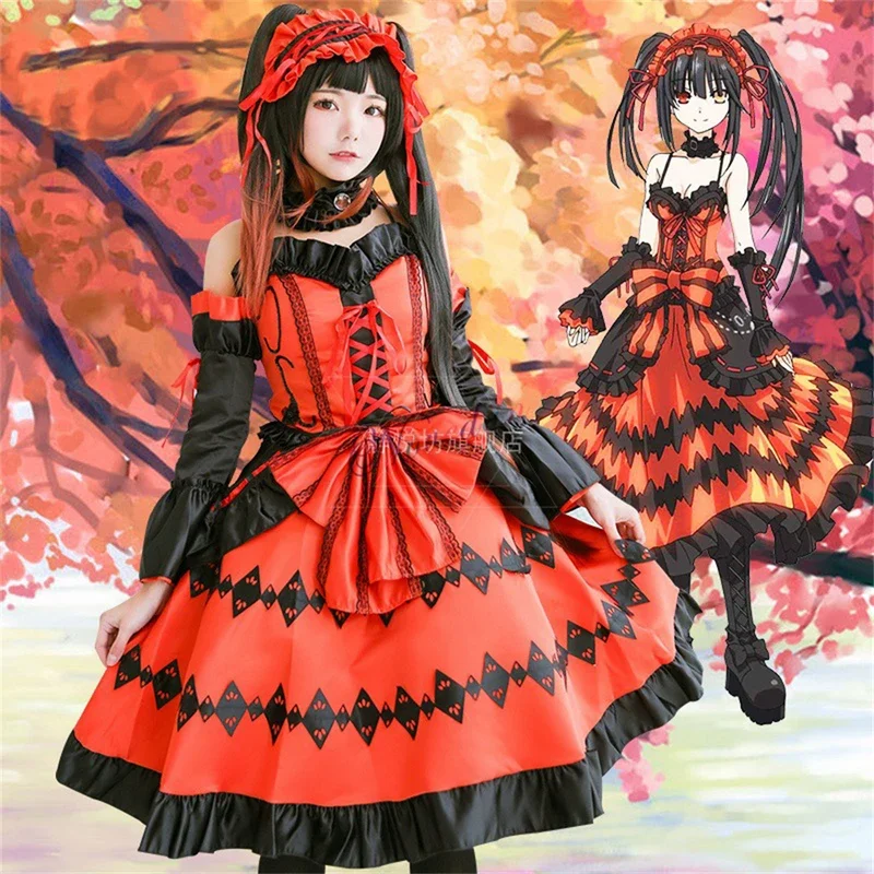 Date A Live Cosplay Costume Tokisaki Kurumi Devil Cosplay Anime Halloween Party Costume Gothic Lolita Dress Outfit For Women Girl