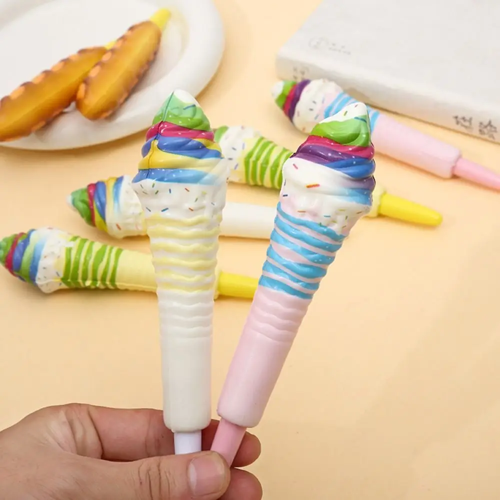 Cute Ice Cream Cute Soft Gel Pen Signature Ballpoint Pen Pinch Bounce Pen 0.5mm Writing Squeeze Sensory Toy Pen Student