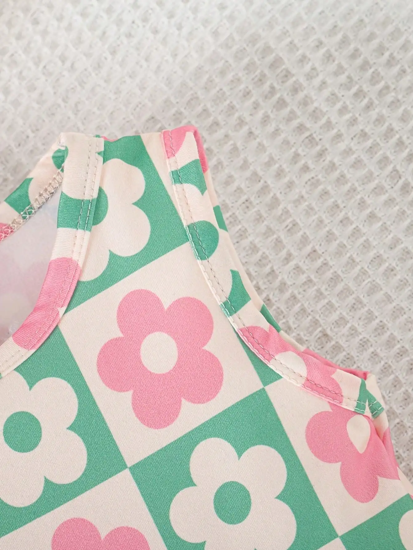 Vier-Jahreszeiten-Kinderbekleidungsset, lässiger, geblümter, langärmeliger Cardigan-Oberteil + geblümtes, ärmelloses Kleid-Set – Detail 8