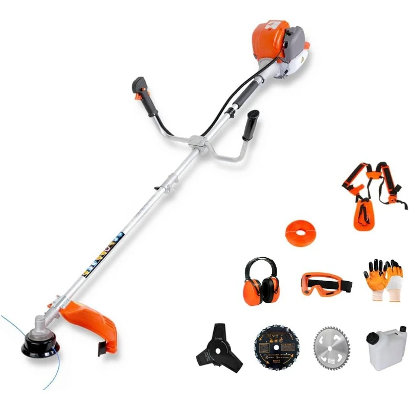 40cc Gas Powered Brush Cutter, 4-Cycle Weed Eater, 3 in 1 Dual Line Gas String Trimmer and Grass  , Weed Wacker Extreme Duty…