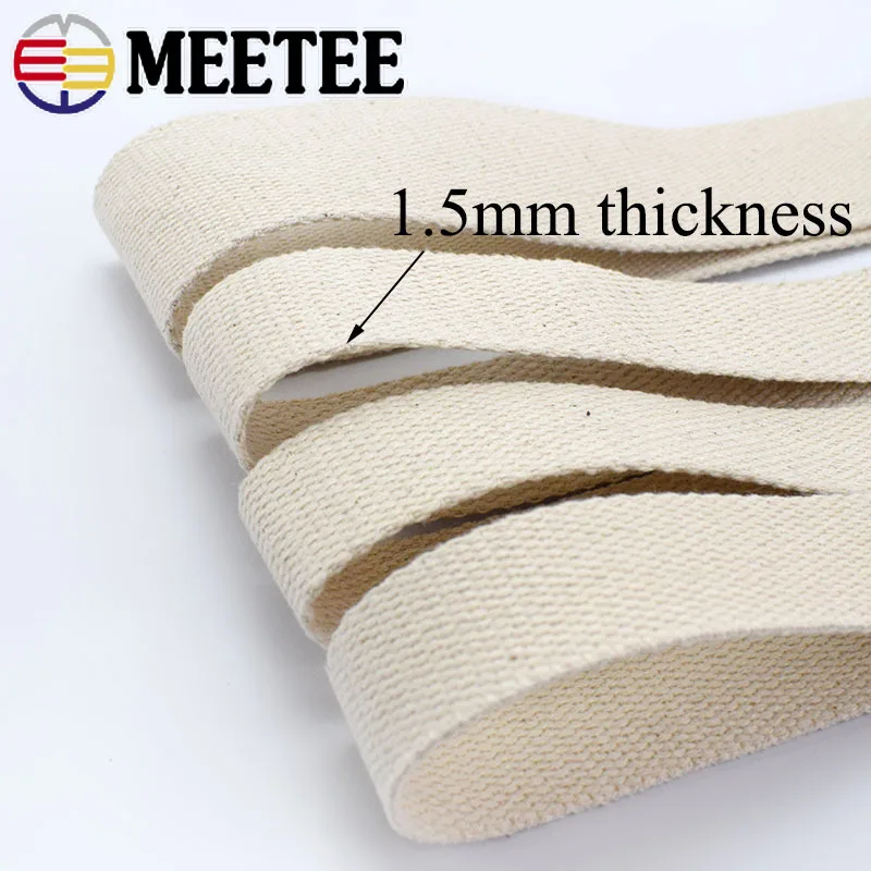 50Meters 15-50mm Beige Cotton Webbing Canvas Ribbon Bag Strap Backpack Belt Bias Binding Tape DIY Clothes Sewing Accessories