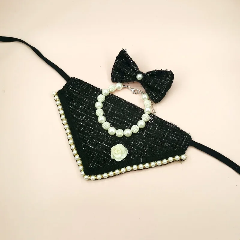 new princess Necklace Dog Bib Cat Supplies Dog Rough Cloth Saliva Towel Triangle Scarf Bow Cat Dog Bandana Pet Accessories