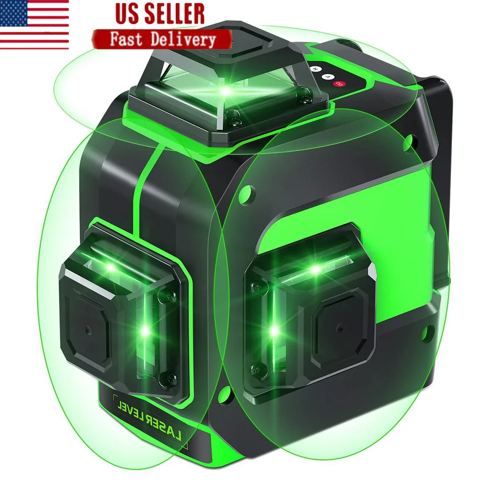 360 Degree Laser Level Tool Horizontal Vertical Lines Class II Safety Level