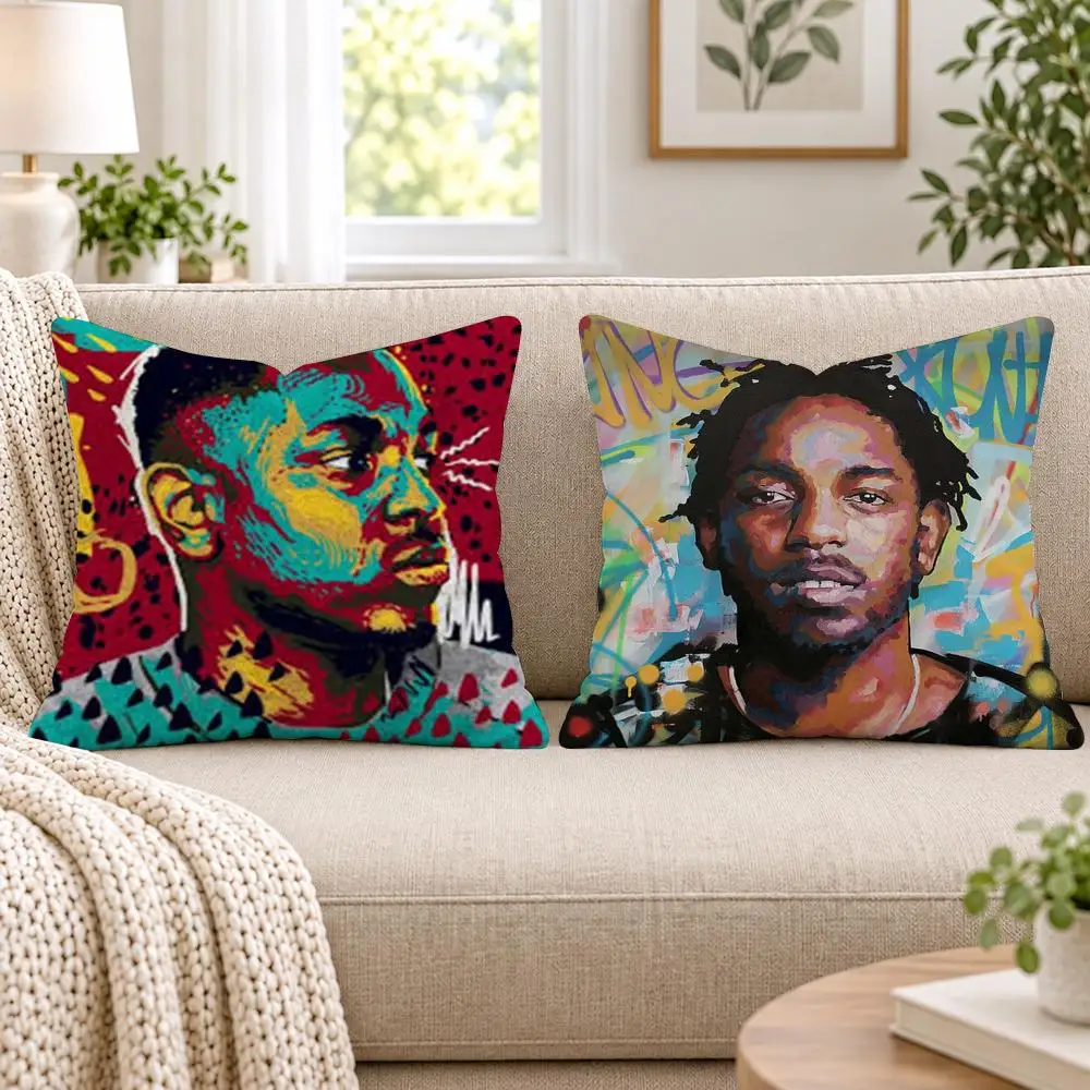 K-Kendrick L-Lamar Cushion Cover Short Plush Double-Sided Printing Sofa Bedroom Living Room Throw Pillow Cover Home Decor