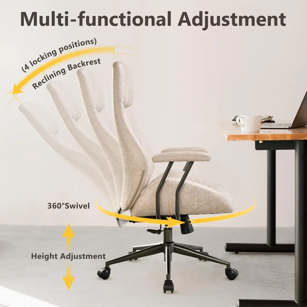 كرسي دوار مريح عالي الظهر مع دعم قطني لمكتب المكتب الحديث، كرسي كمبيوتر تنفيذي على عجلات #3