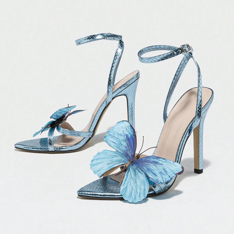 

Женские пикантные сандалии на высоком каблуке с бабочкой и ремешком на щиколотке, женские туфли-лодочки с острым носком, модельные туфли для банкета, Zapatos De Mujer