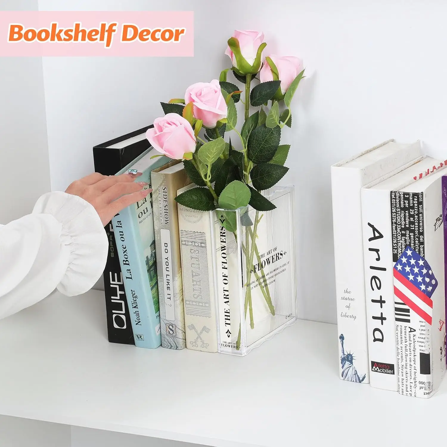 Book-Shaped Clear Glass Vase for Flower Home Decor, Customized