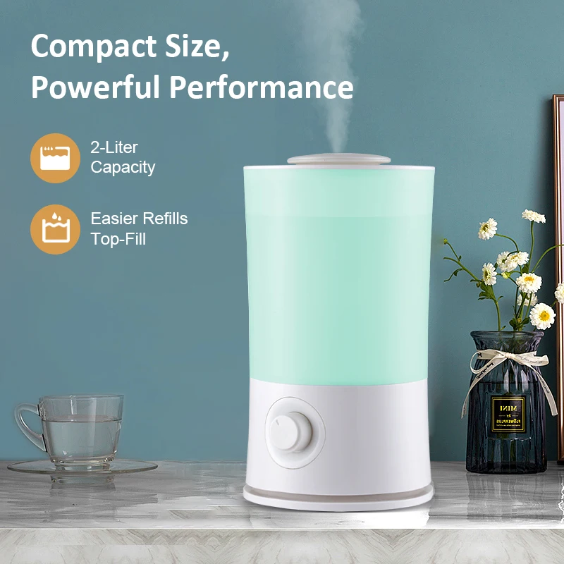 Umidificatori Aromacare per camera da letto grande stanza (serbatoio acqua 2L) nebbia fredda riempimento superiore con diffusore di olio essenziale per neonati e piante